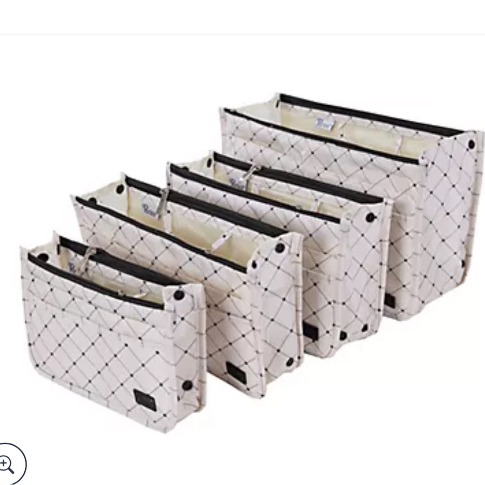 Periea Set 4 Purse Makeup Drawer Organizers & 4 Black & Gold Gift Bags NWT